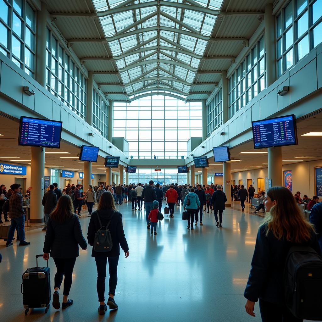 Denver International Airport - bustling with travelers