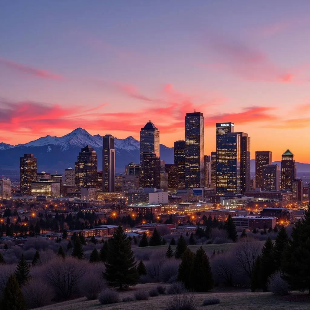 Denver Skyline at Sunset