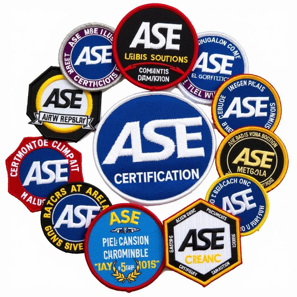 Various ASE Certification Patches Displayed