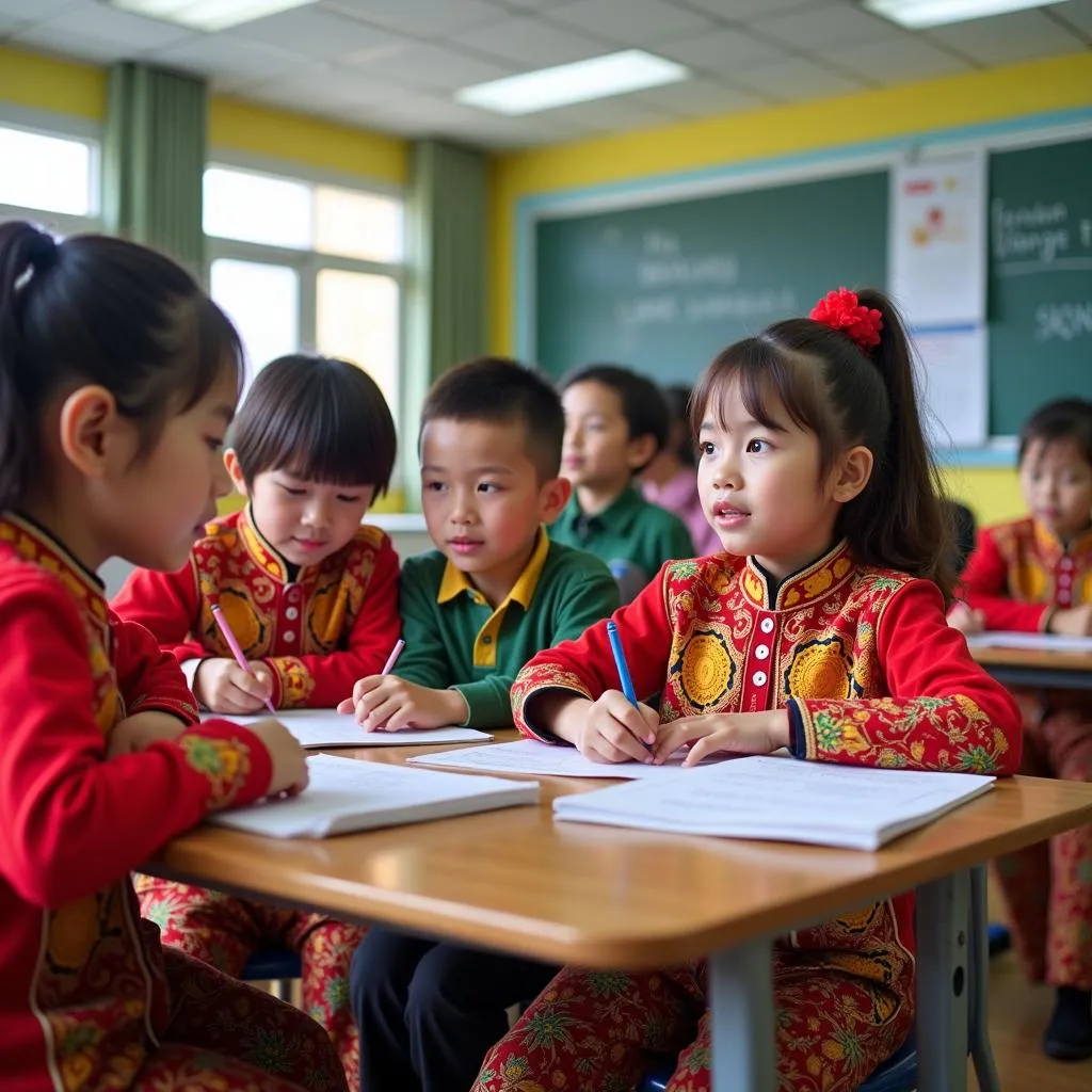 Diverse ASEAN students learning in a classroom