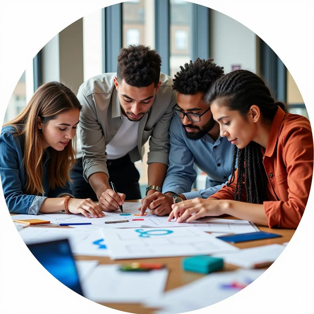 Diverse Group of Engineers Collaborating on a Project