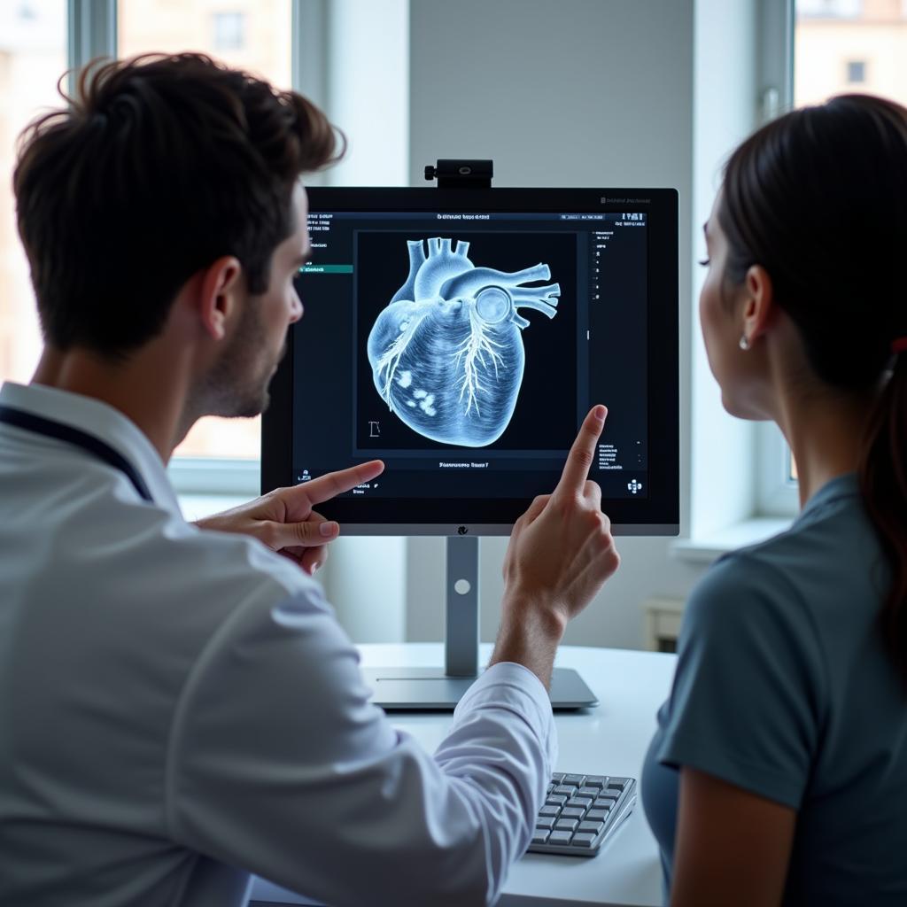 Doctor Examining Patient Echocardiogram