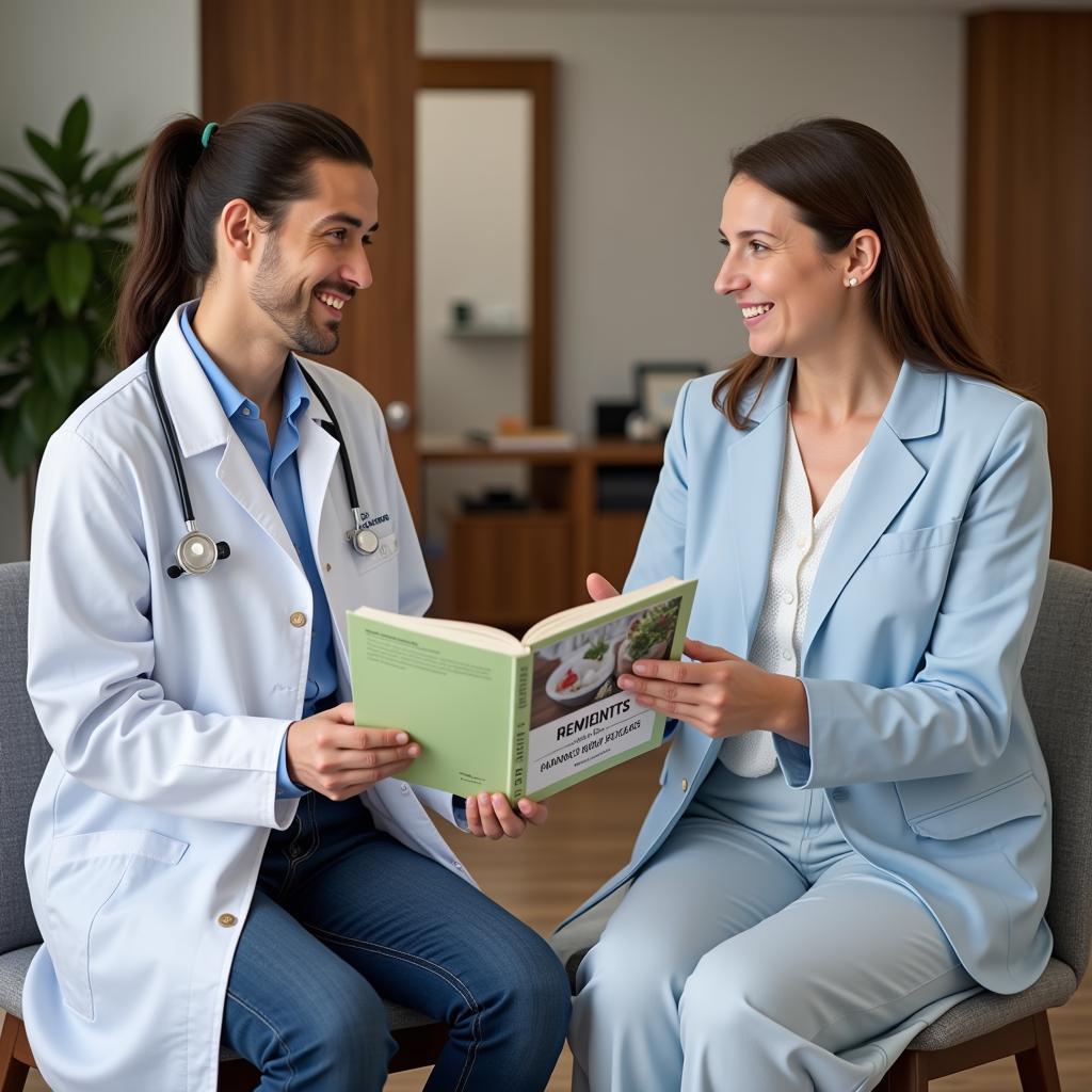 A doctor consulting a patient about traditional medicine 