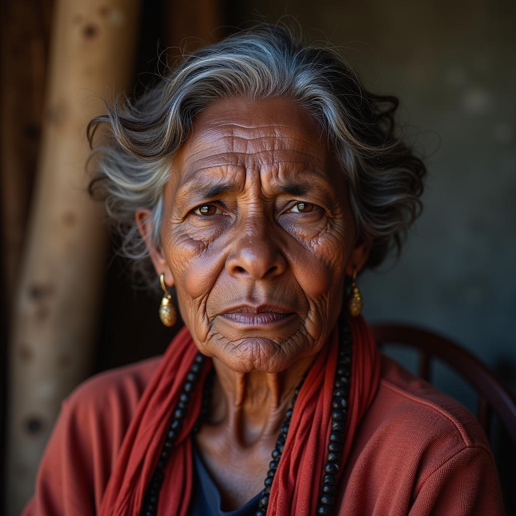 Elderly Ndebele Woman with a Concerned Expression