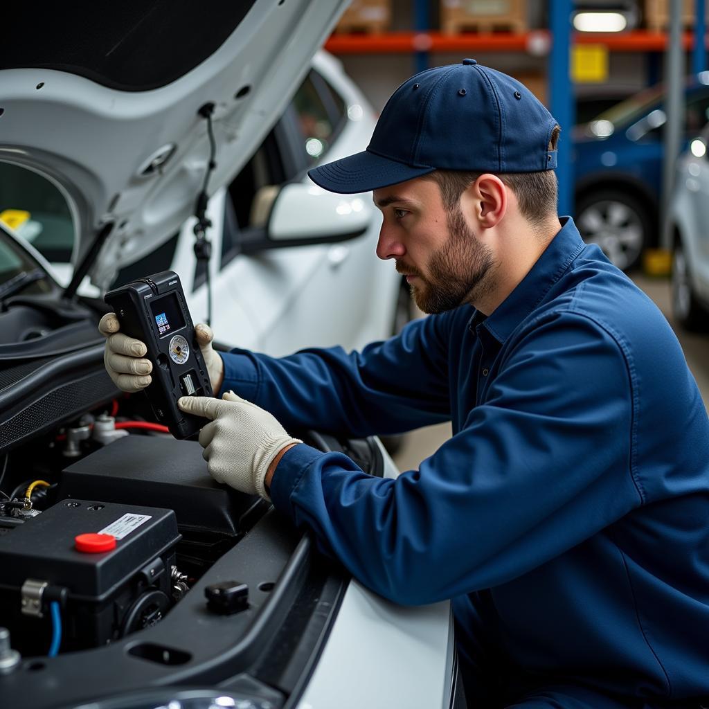 Electric Vehicle Repair Training: Technician Working on an EV