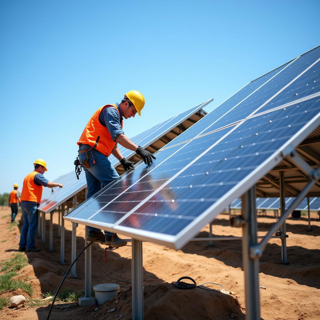 Construction of a solar power plant in Southeast Asia