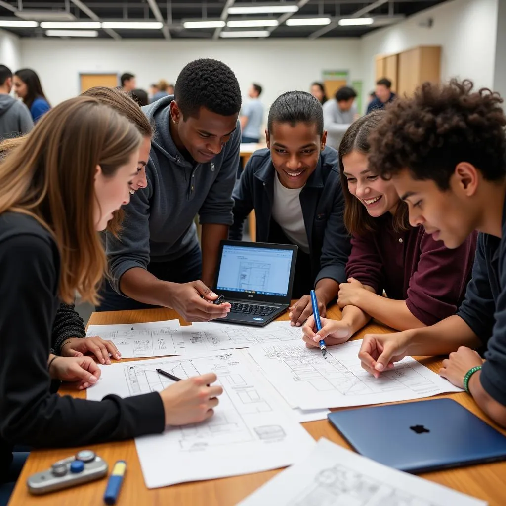 Engineering Students Collaborating on a Project