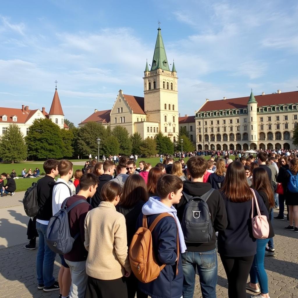 Students exploring the vibrant city life of Bucharest