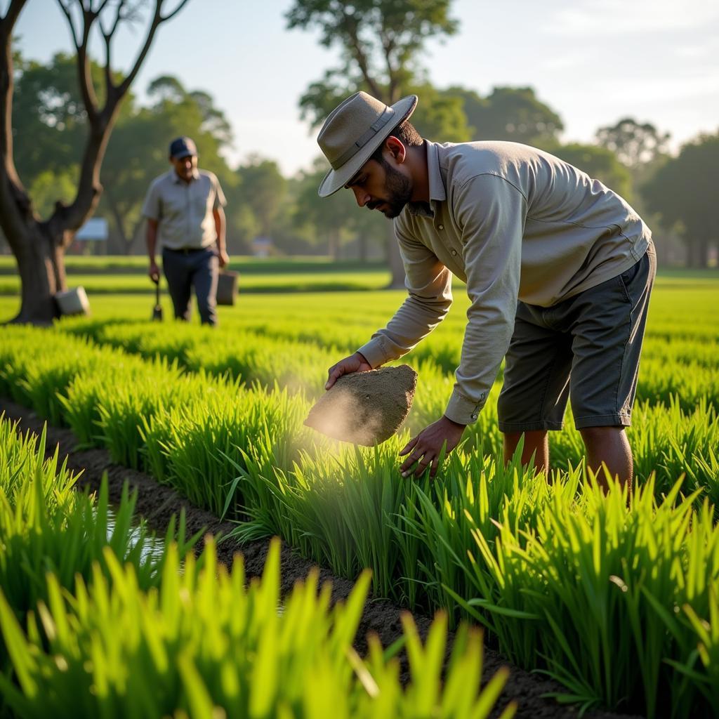 Farmers in Southeast Asia Applying Fertilizers