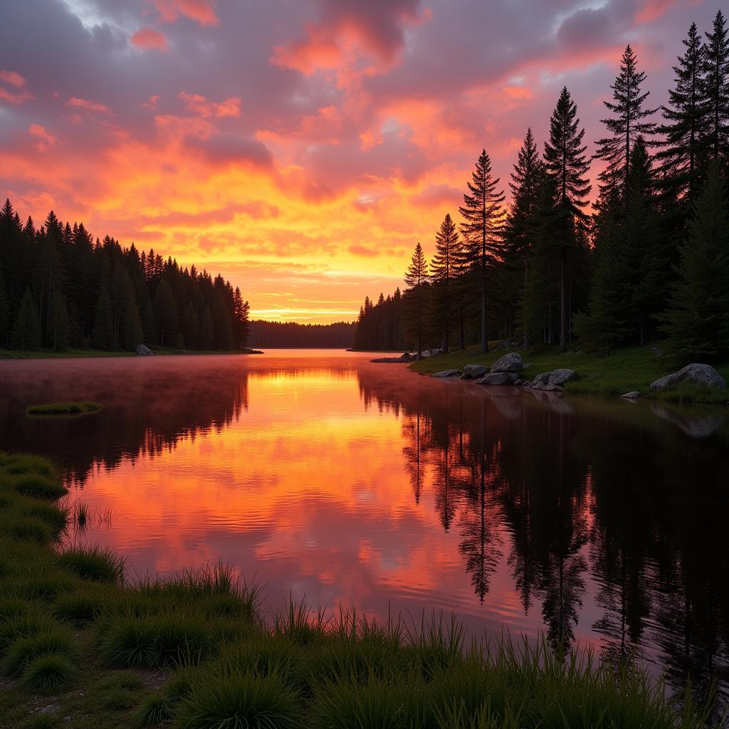 Sunset Over a Finnish Lake