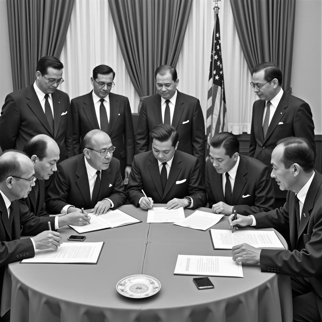 Founding Fathers of ASEAN signing the Bangkok Declaration