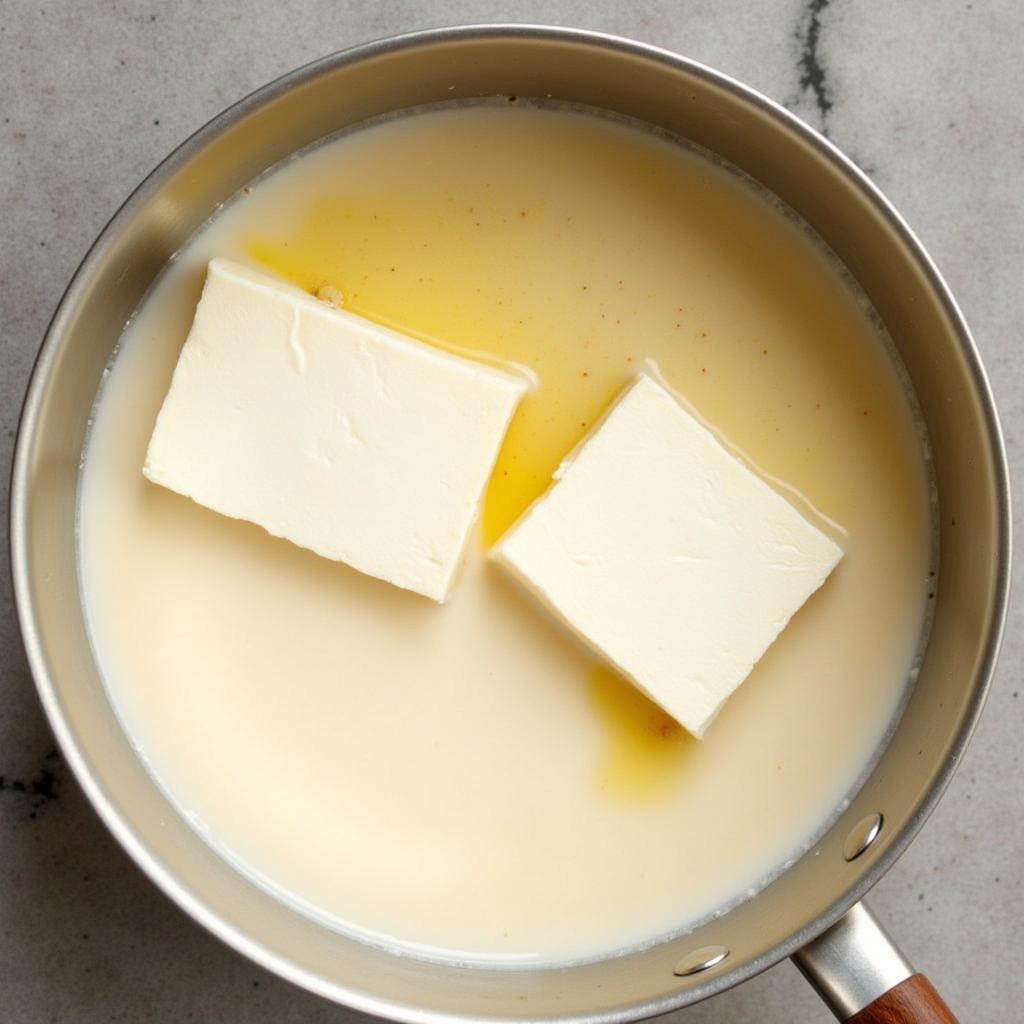 Fresh tofu curds in a pot