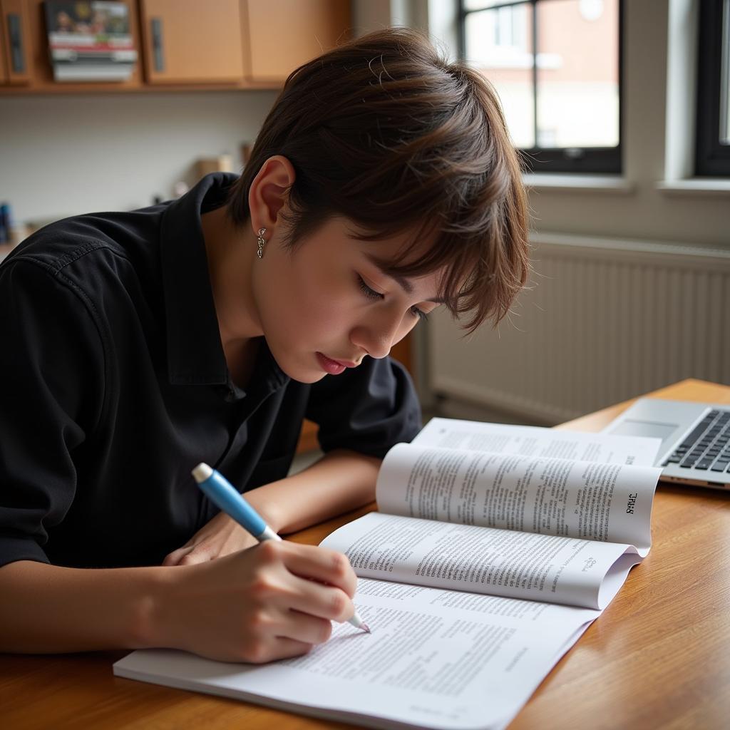 student taking a practice GED test