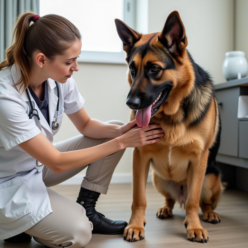 German Shepherd Undergoing Veterinary Examination