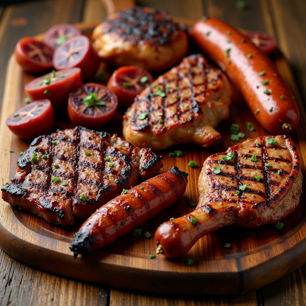 A platter of delicious grilled meats.