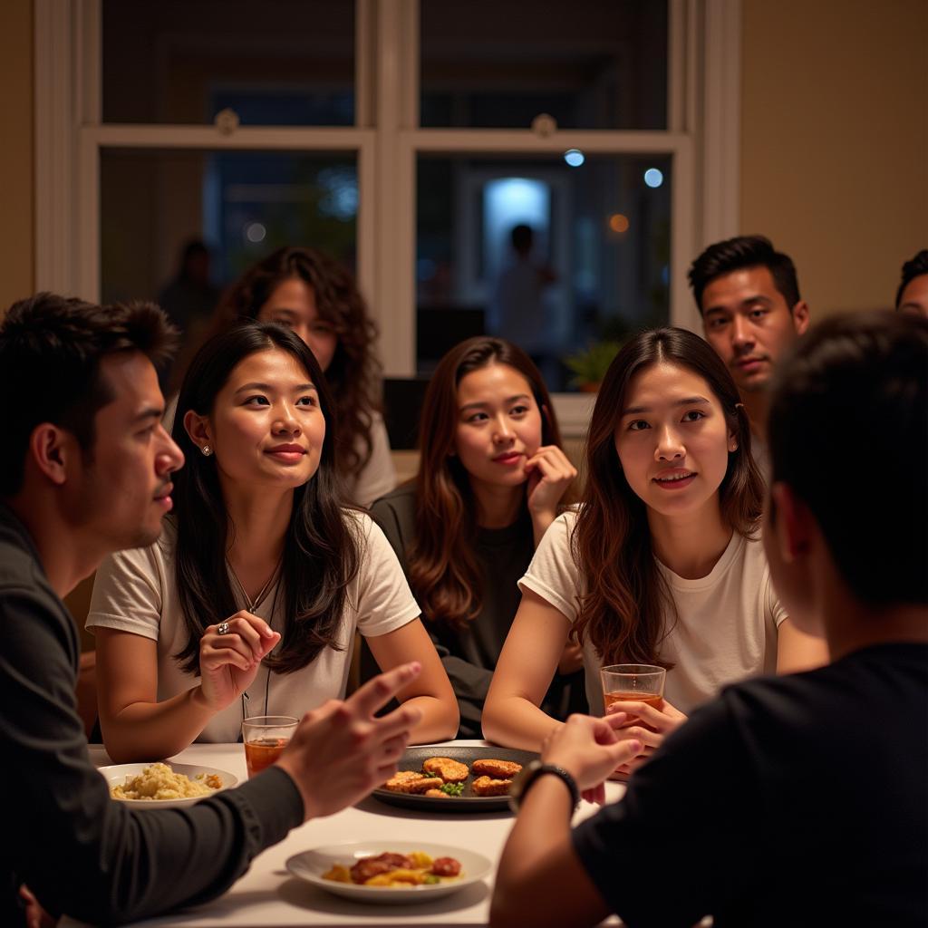  A group of friends engaged in a lively discussion about an ASEAN film they just watched, reflecting the power of cinema to spark conversations and cultural exchange.