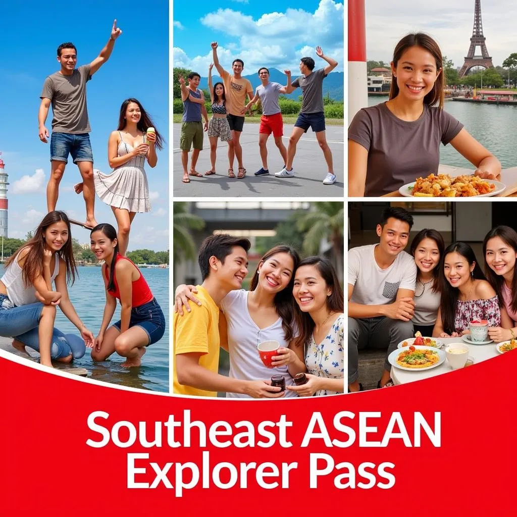 Group of Friends Exploring Southeast Asia with Air Asia ASEAN Explorer Pass