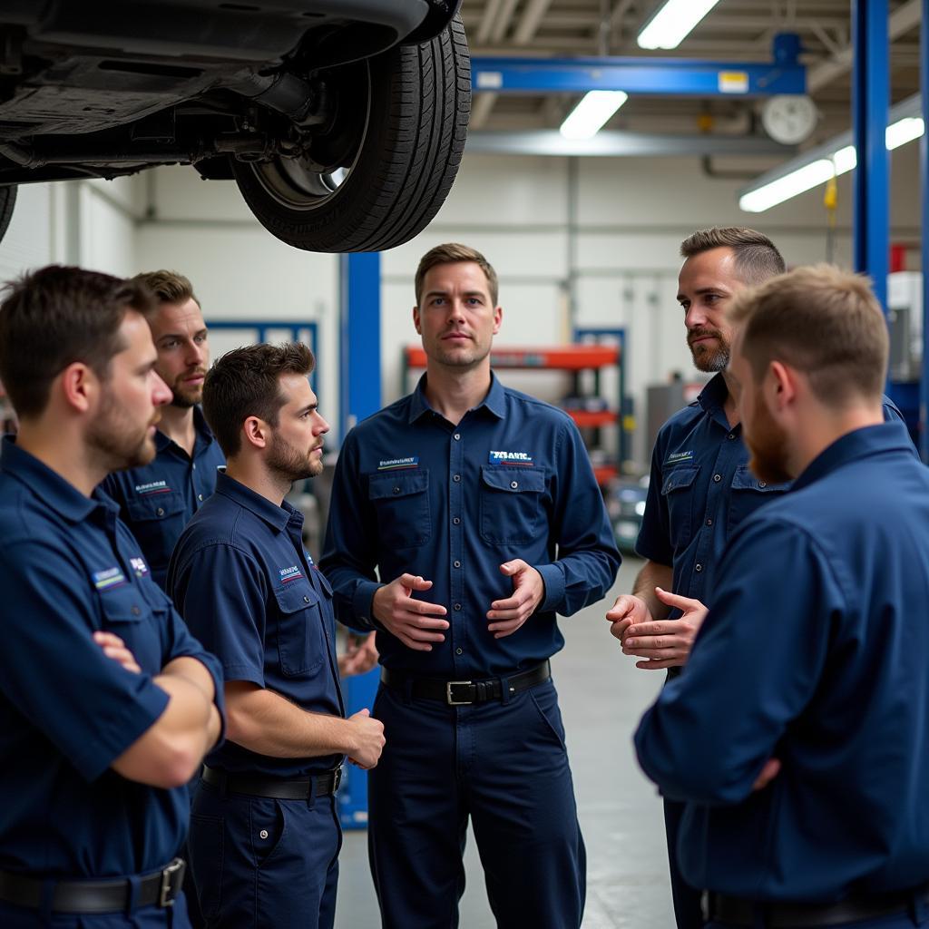 Mechanics Participating in Training Session