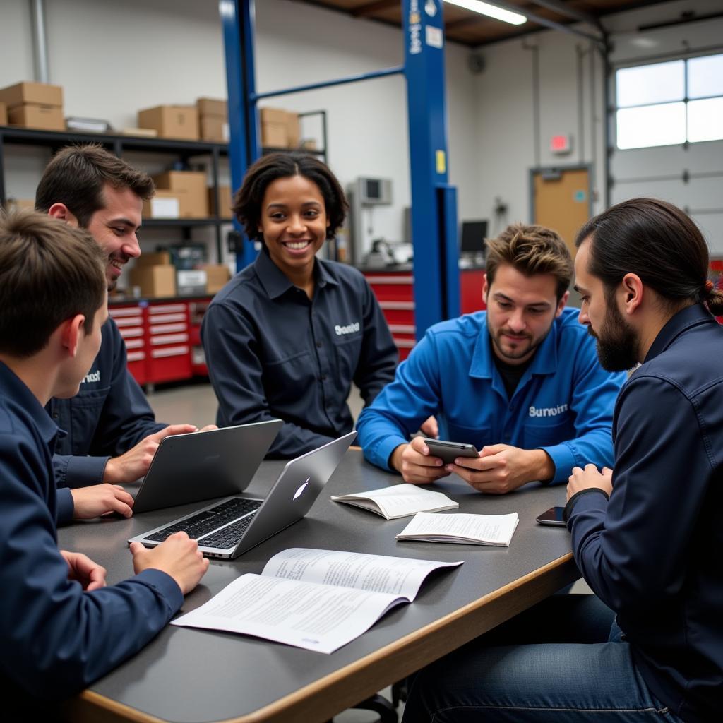 Mechanics Collaborating on ASE Exam Preparation