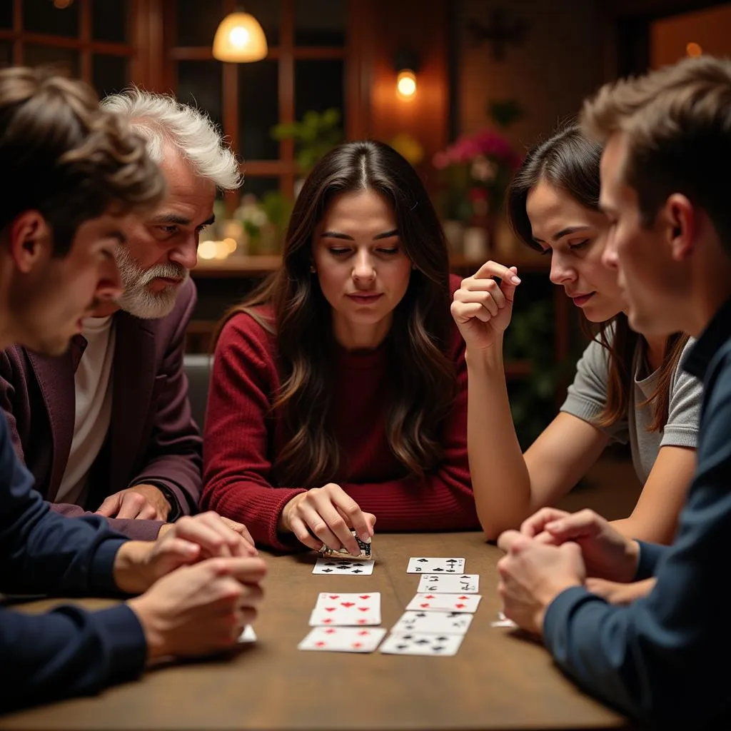 Group of People Engaged in a Card Game