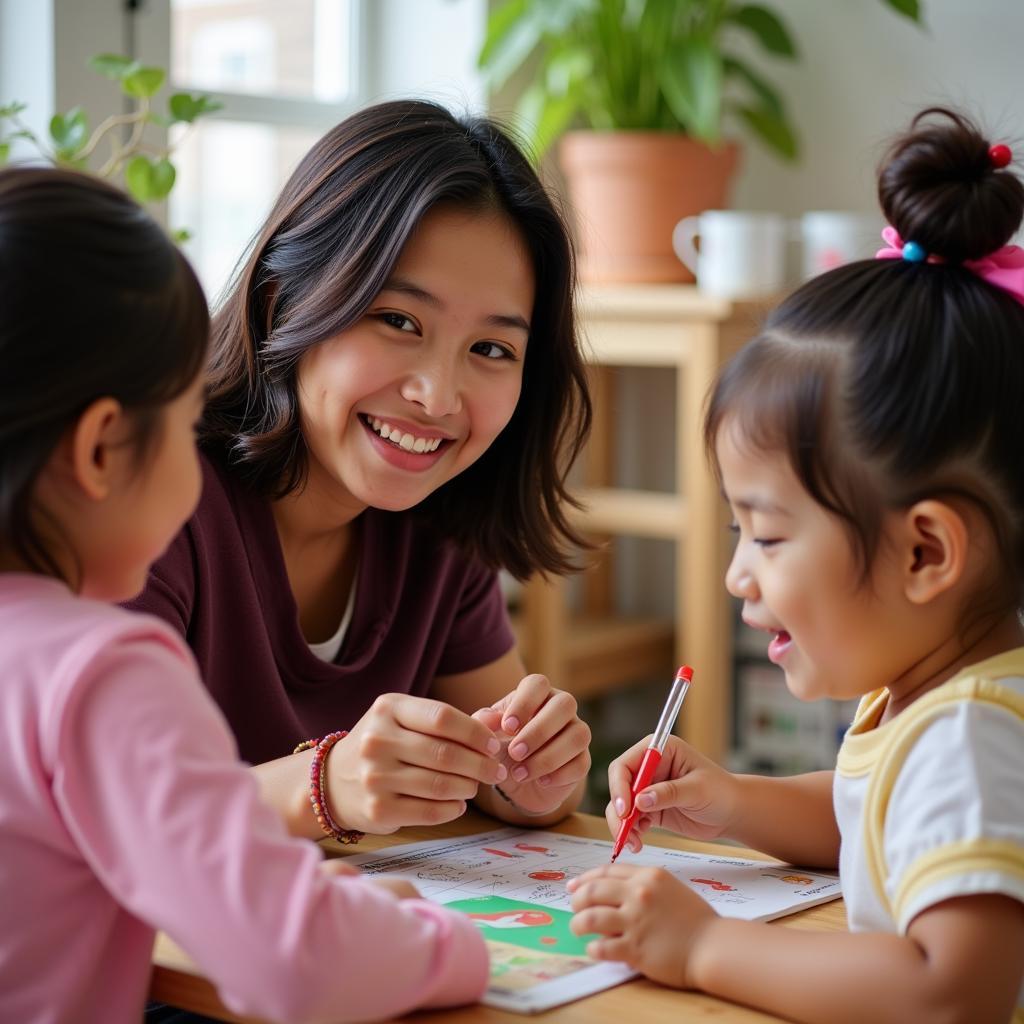 An ASEAN Au Pair Teaching European Children About Her Culture