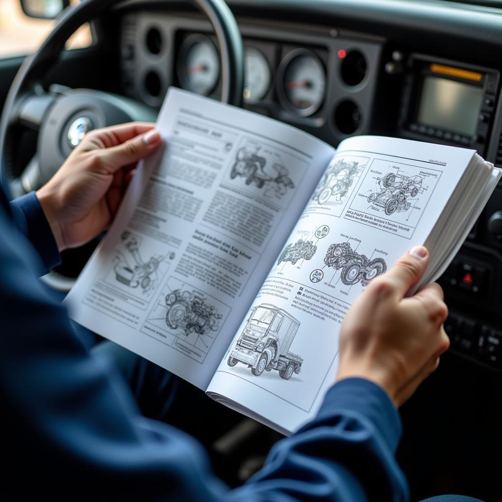 Mechanic studying an ASE manual