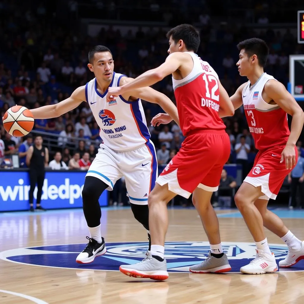 The Hong Kong Eastern Long Lions facing off against the San Miguel Alab Pilipinas in a tense game