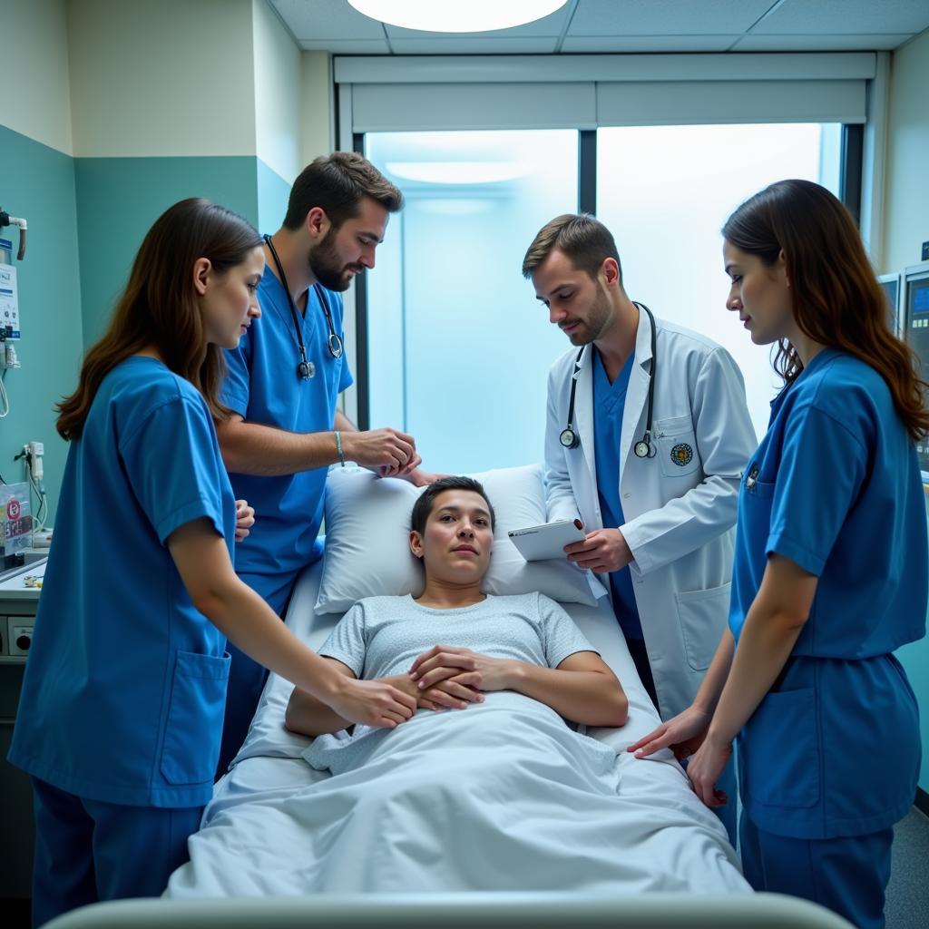 Hospital Doctors and Nurses Treating a Patient