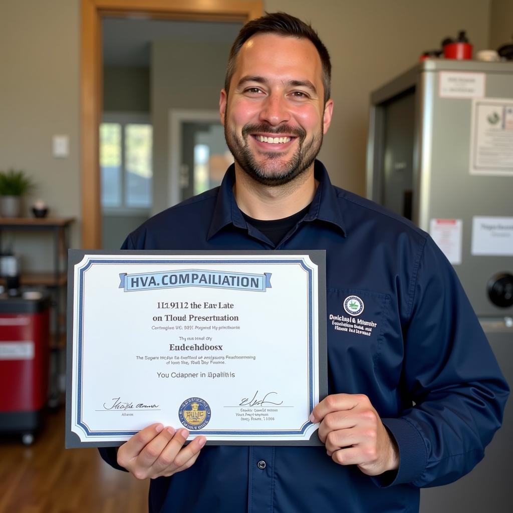 Technician Holds HVAC Certificate