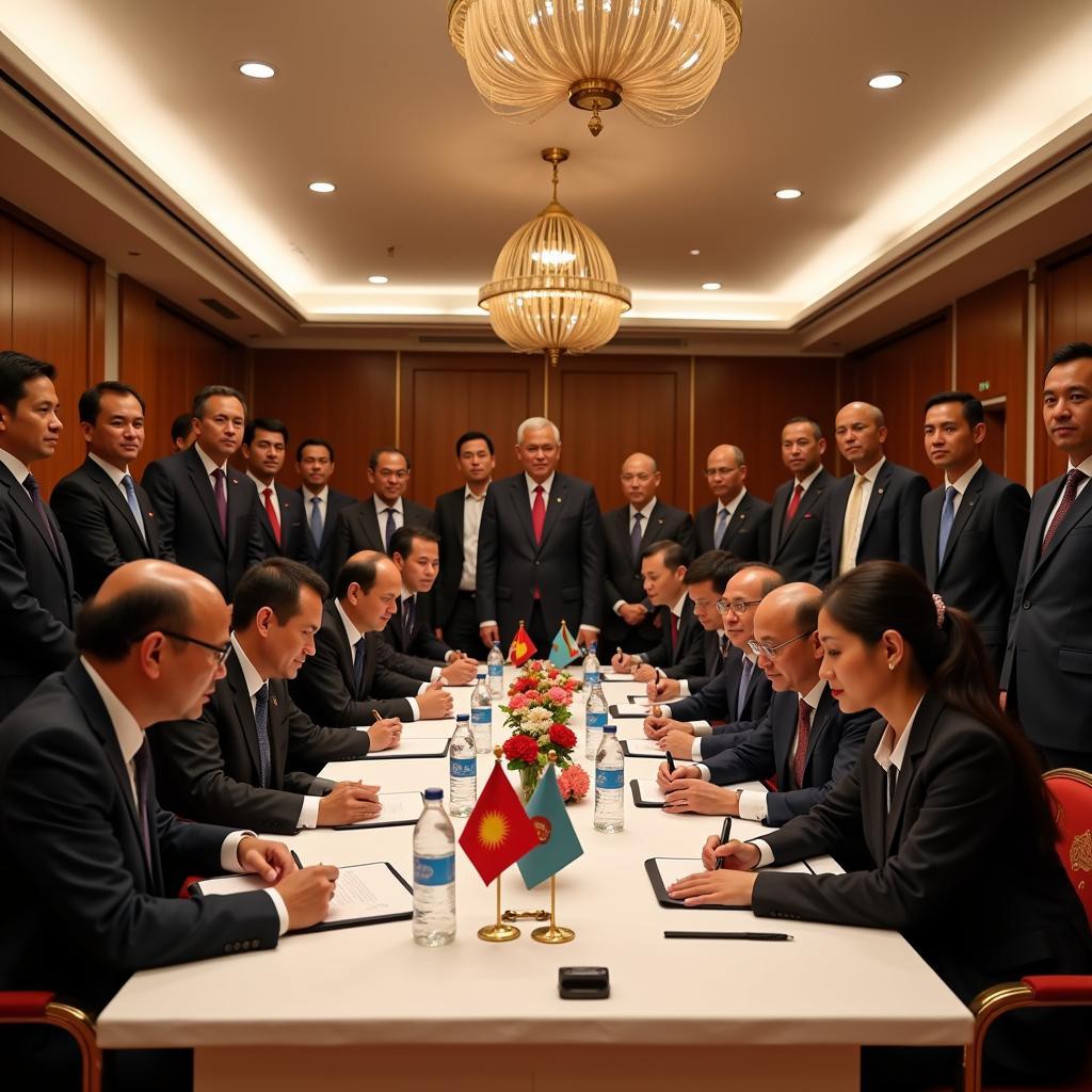 Signing ceremony at the India-ASEAN Business Summit