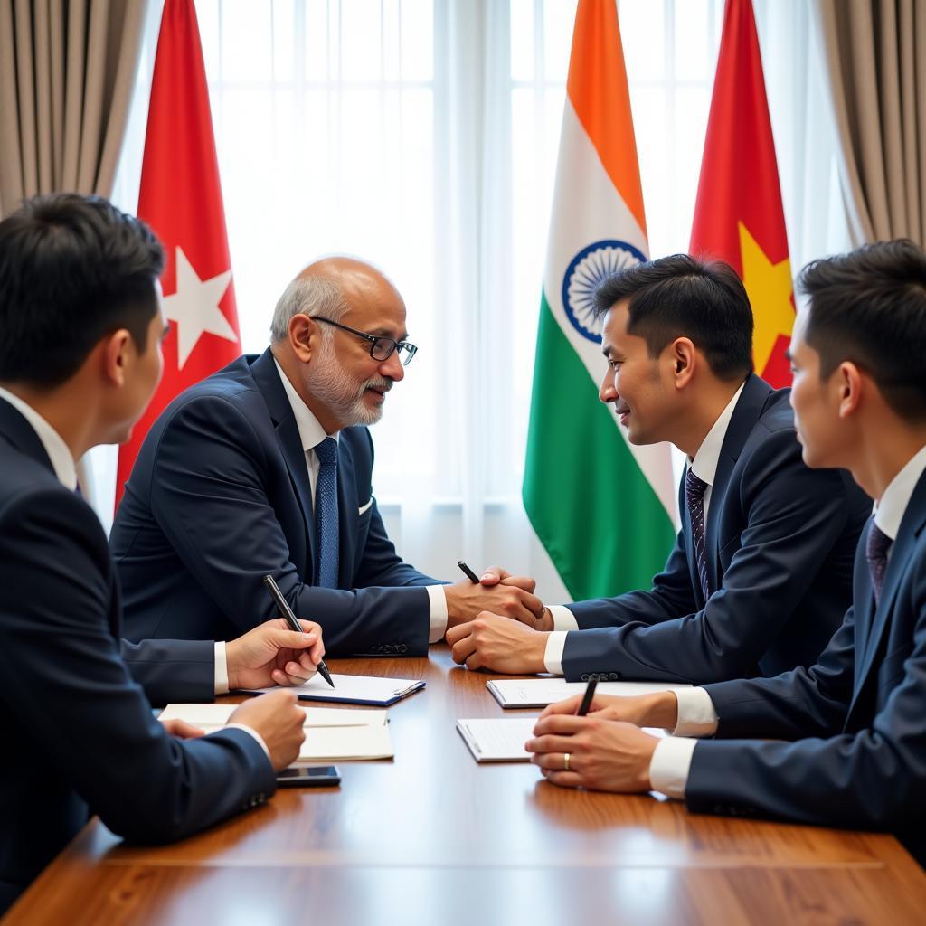 Business delegates from India and ASEAN countries in a meeting