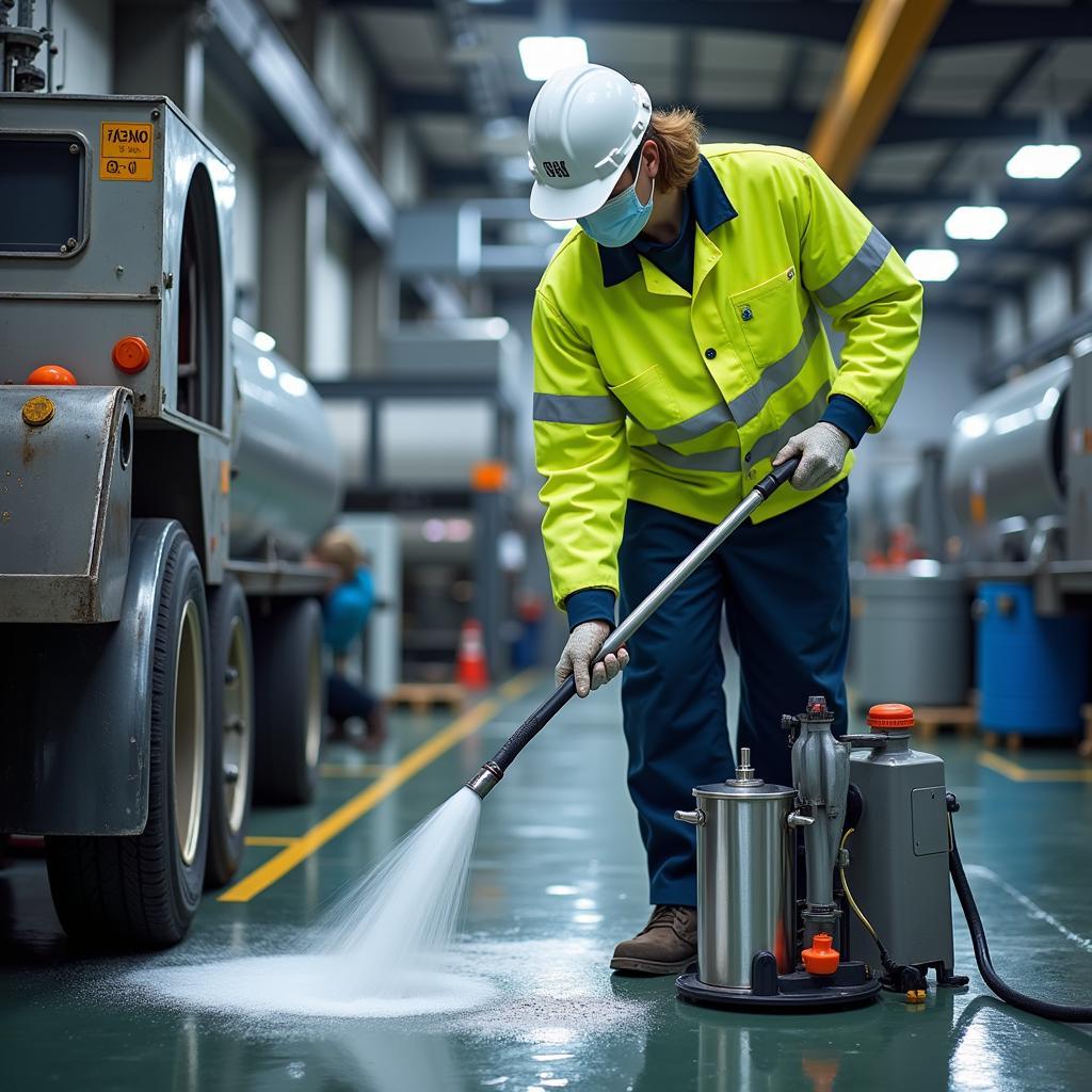 Industrial Cleaning Process in Action