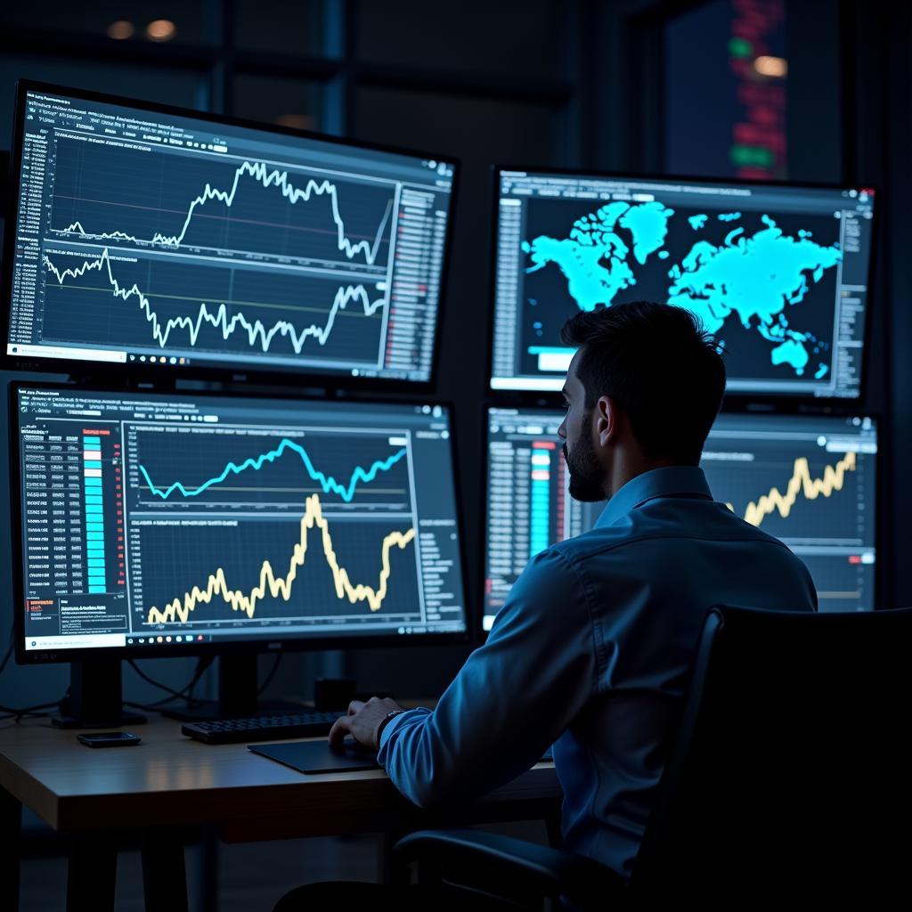 Investor monitoring global market trends and Australian securities performance.