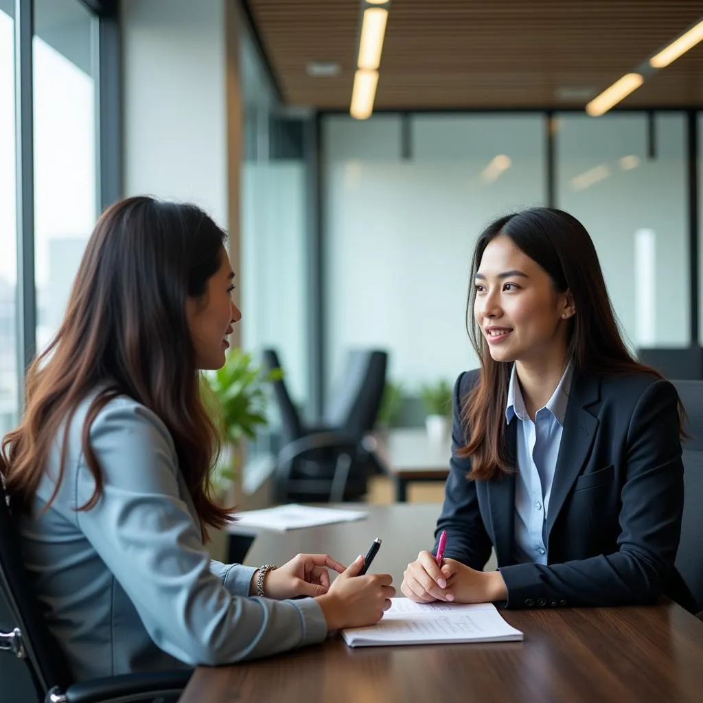 Job interview taking place in a modern office in Penang