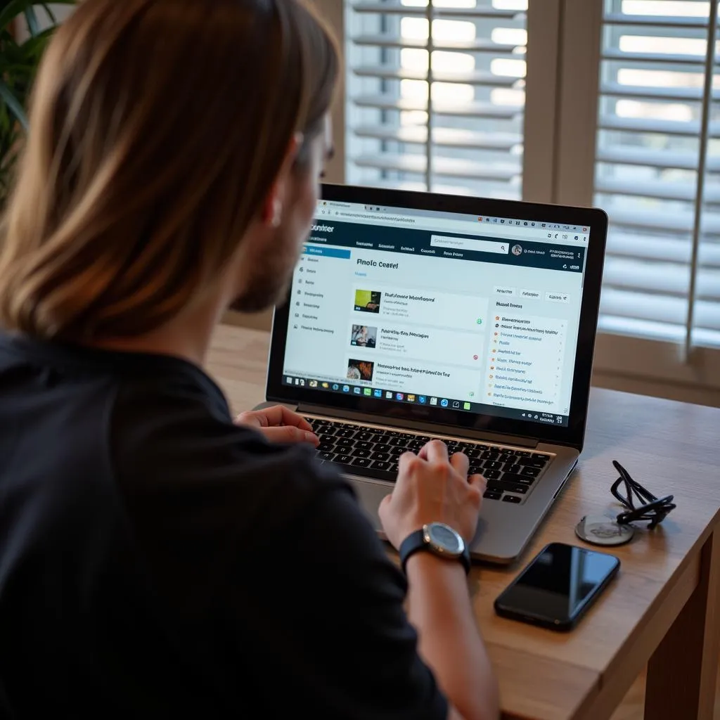 Job Seeker Reviewing Job Postings on Laptop