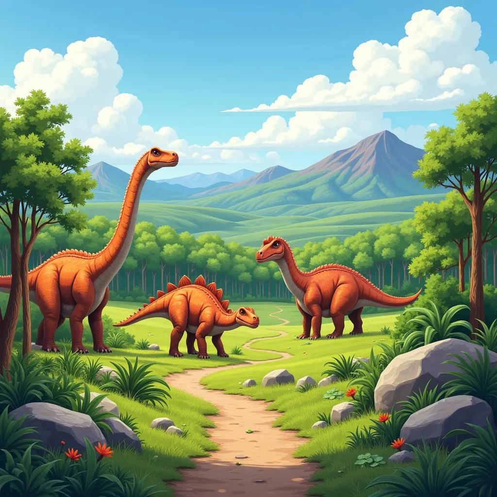 Dinosaur Landscape During the Jurassic Period