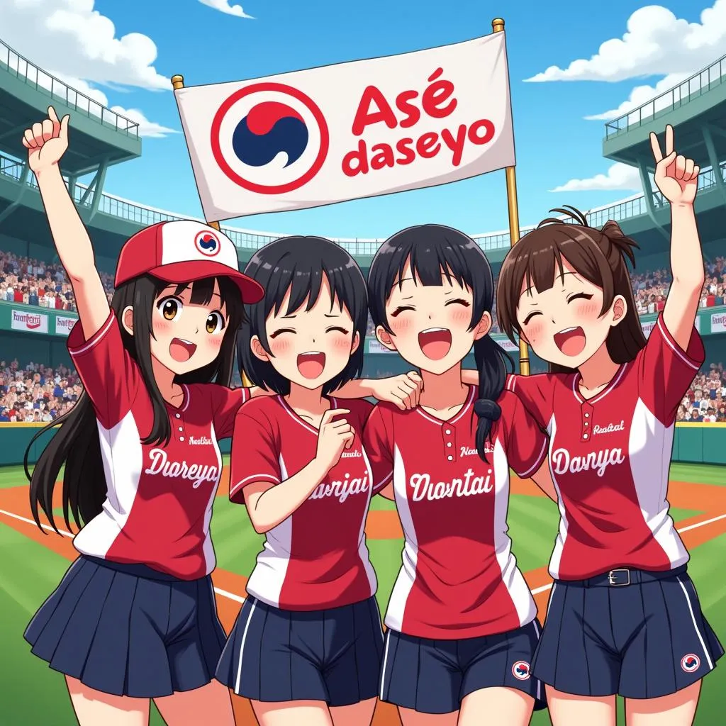 Korean Friends Using Ase Daseyo at a Baseball Game