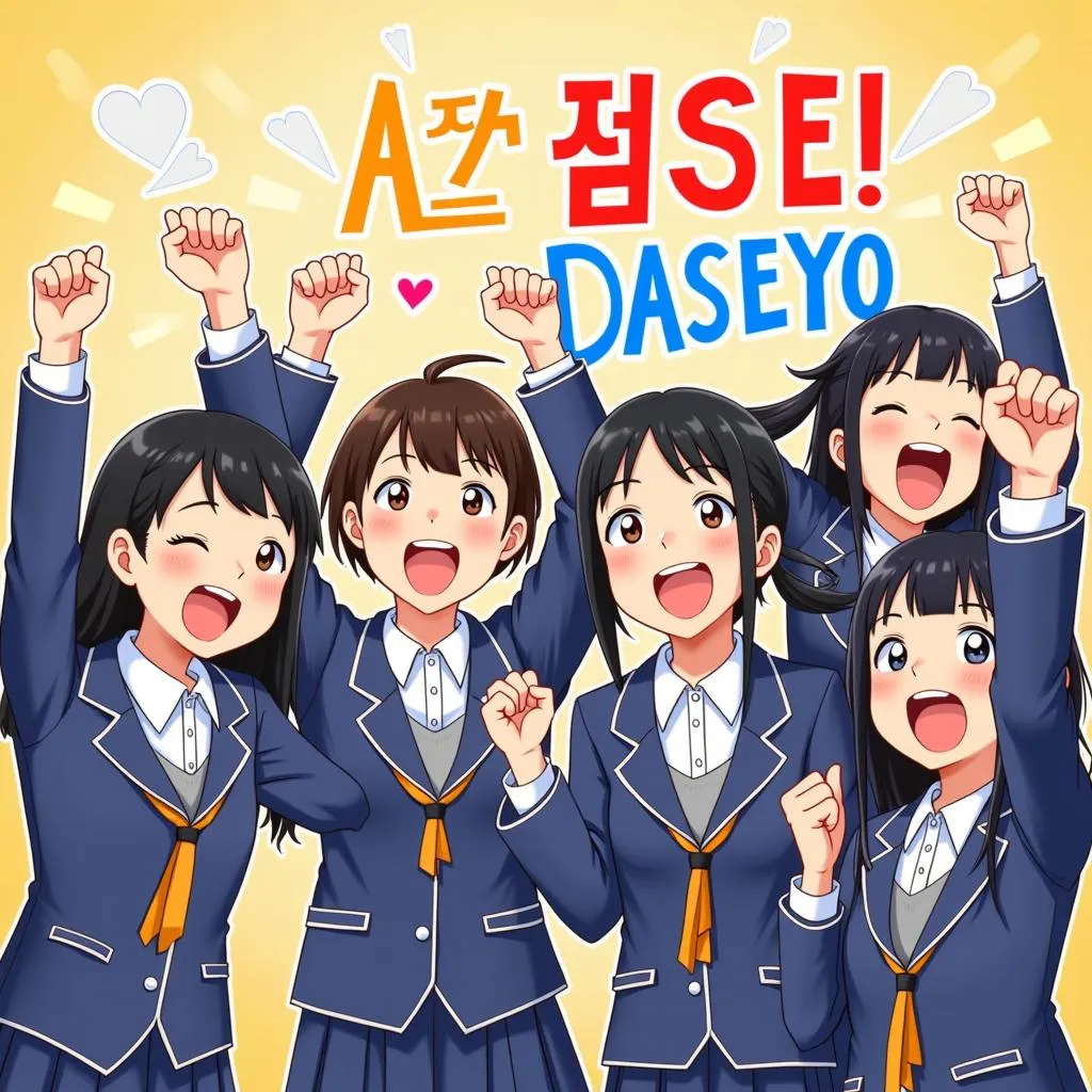 Korean Students Cheering with Ase Daseyo