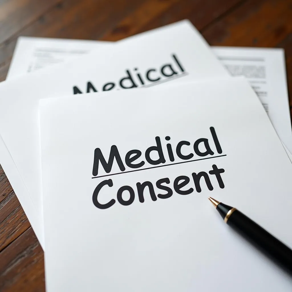 Stack of Legal Documents Related to Medical Consent