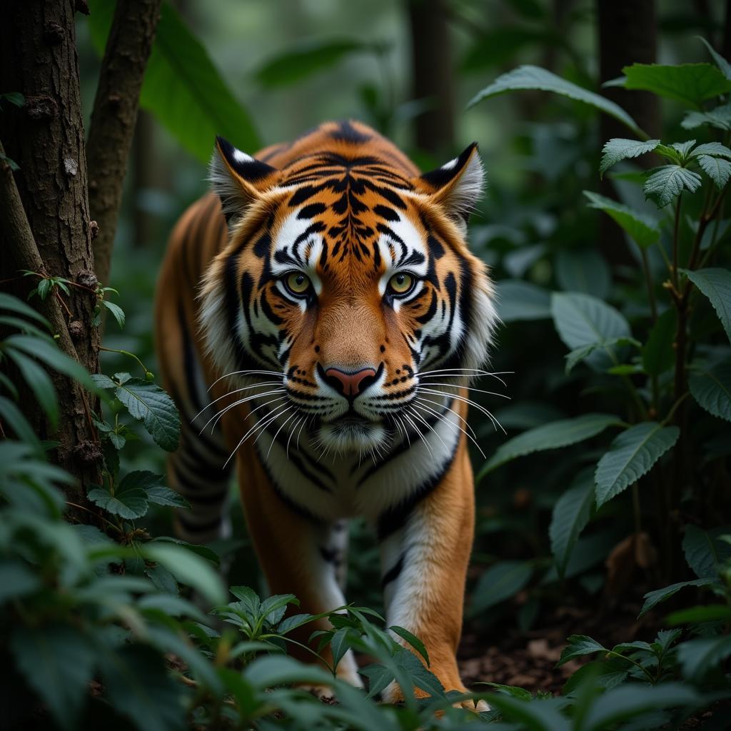 Malayan Tiger in Rainforest