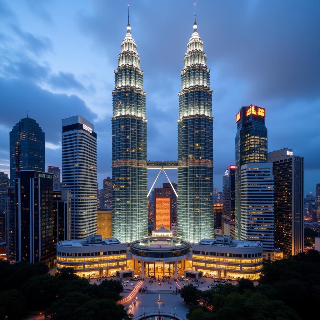 Petronas Twin Towers soaring above Kuala Lumpur skyline