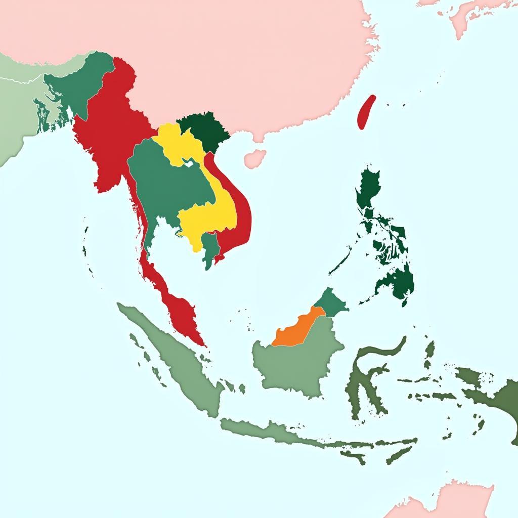 Map of Southeast Asia Highlighting ASEAN Member States