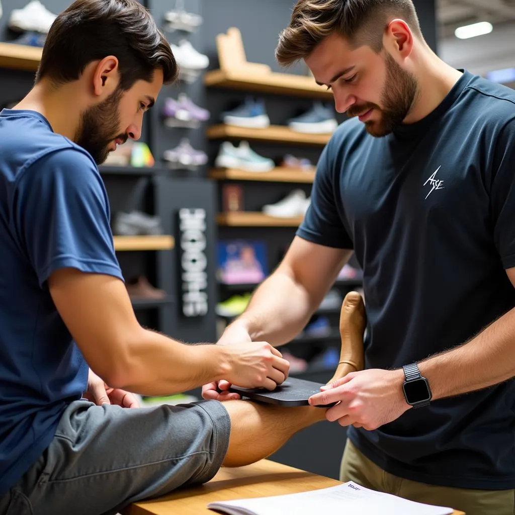 Measuring Foot Size in Shoe Store Agra