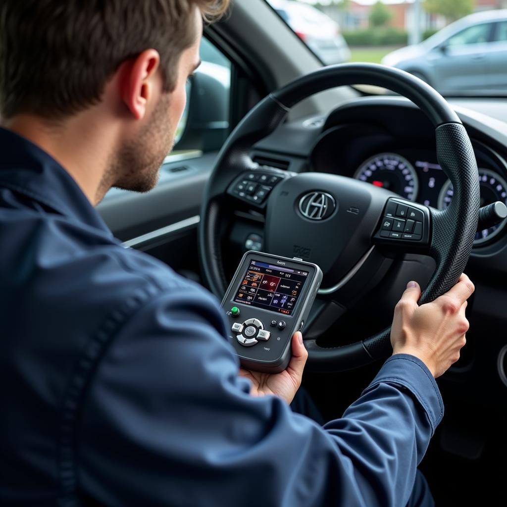 Mechanic Checking Car Diagnostics