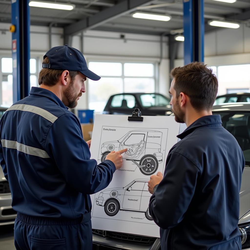 Mechanic Discussing Brake Repair with Customer