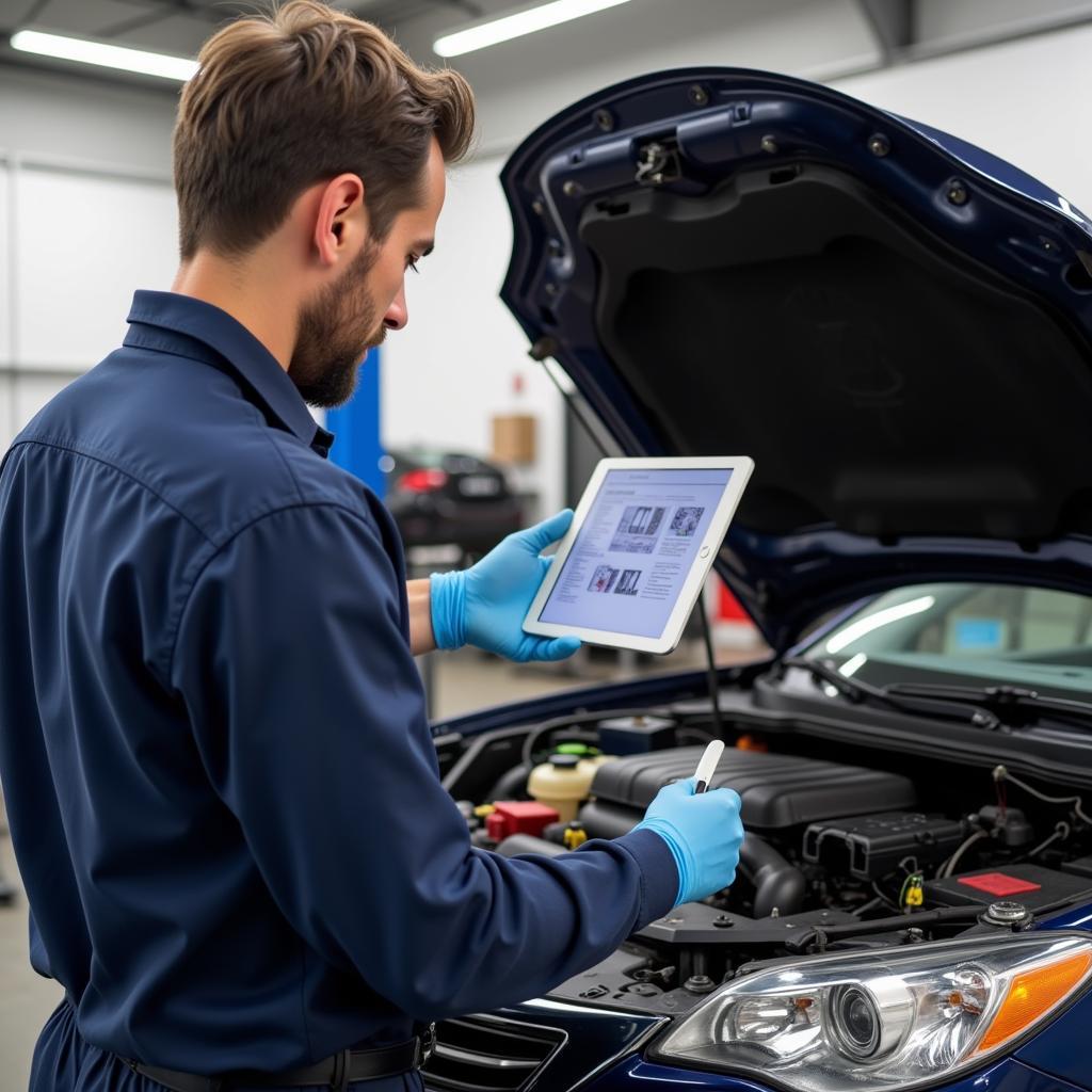 Mechanic Explaining Car Issue to Customer