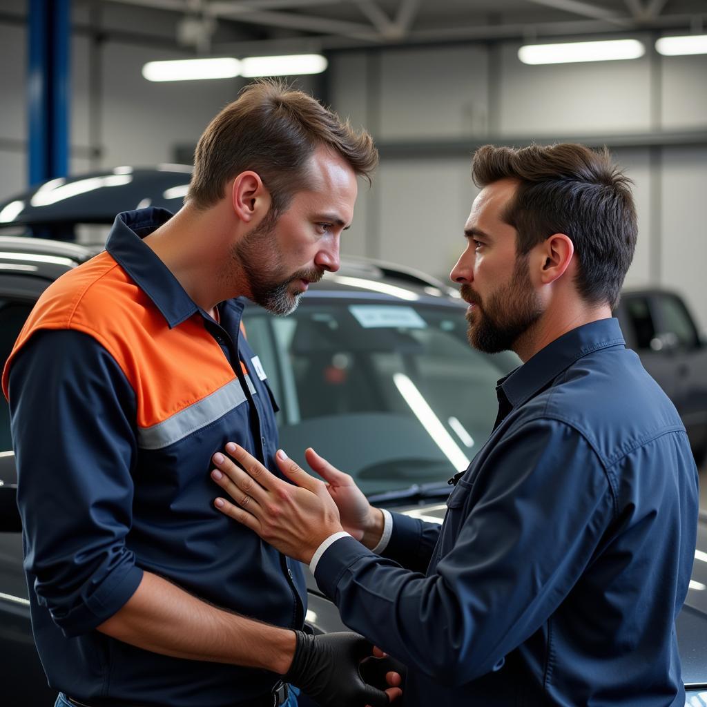 Mechanic Explaining Car Issue