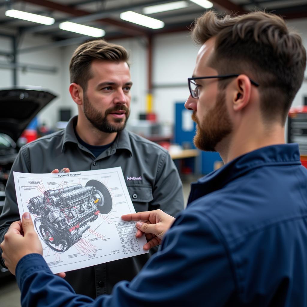 Mechanic Explaining Car Repair to Customer in Lebanon, VA