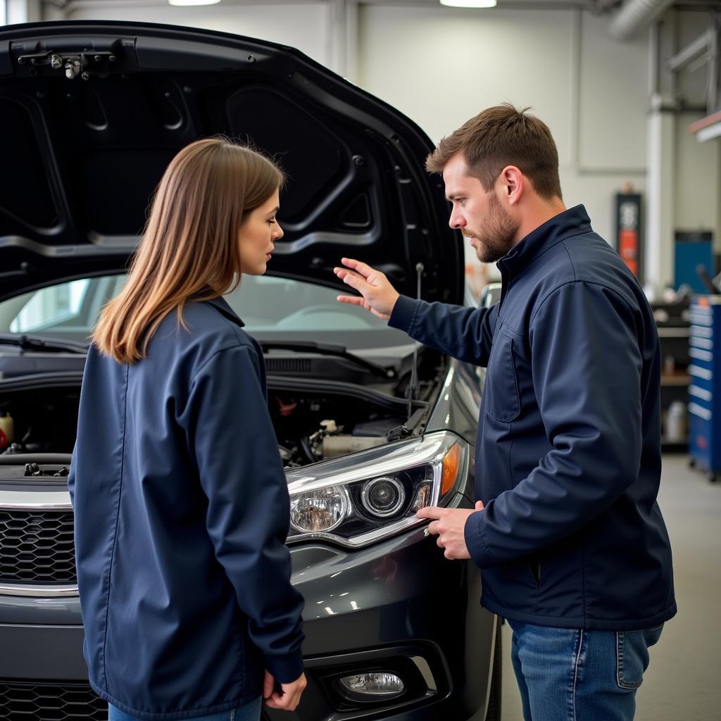 Mechanic Explaining Car Repairs