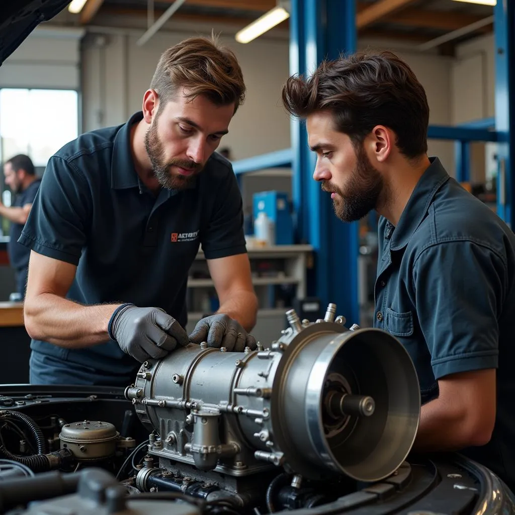 Mechanic Explaining Transmission System